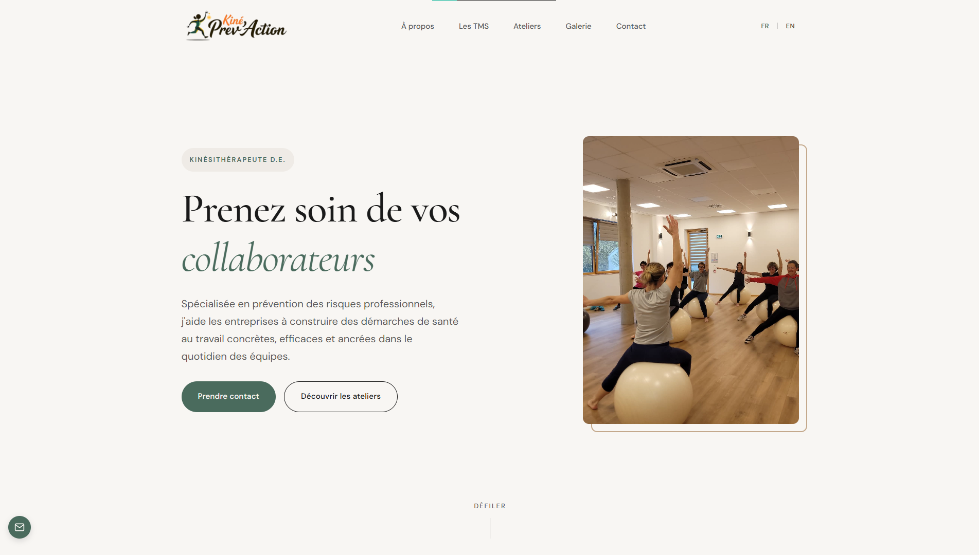 Kiné Prev'Action website, physiotherapist Aurélie Hascoët-Ernst, Cut Studios
