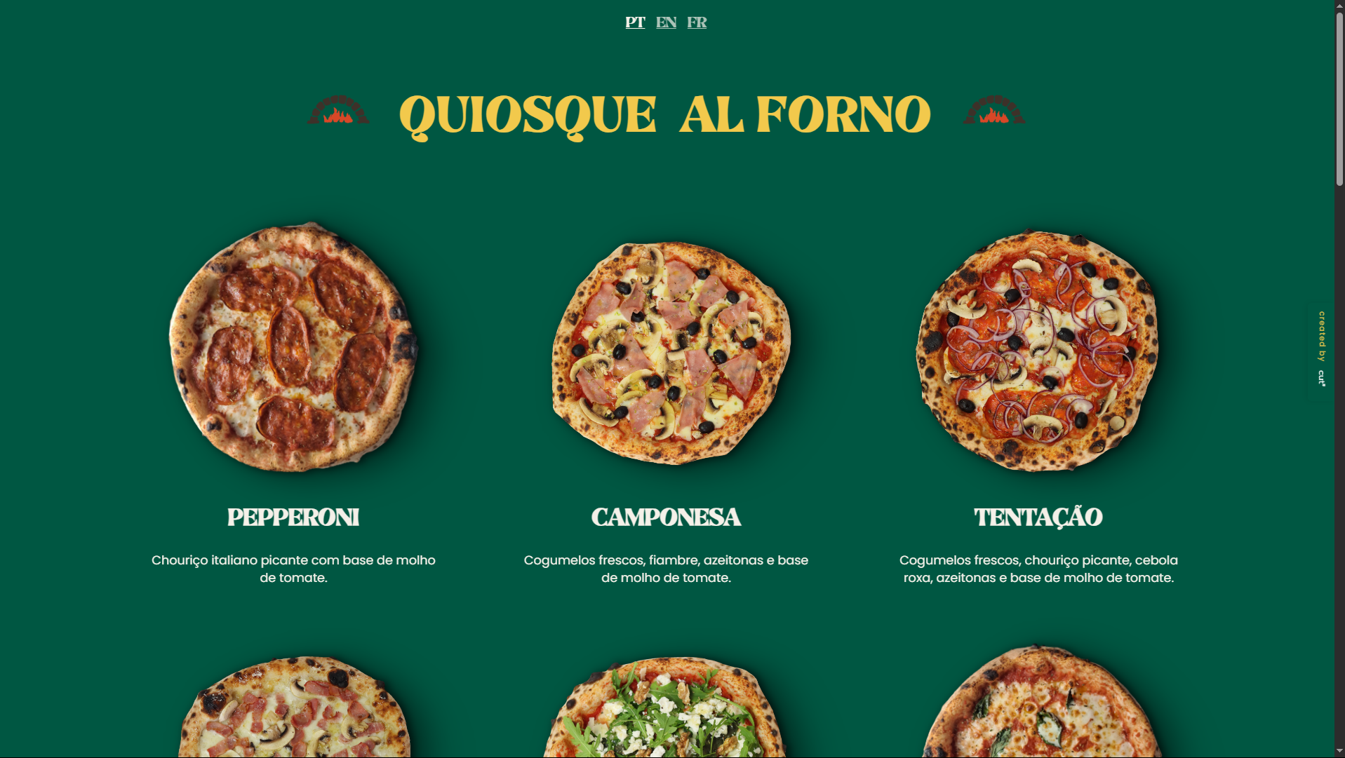 Quiosque Al Forno website, Algarve, Cut Studios