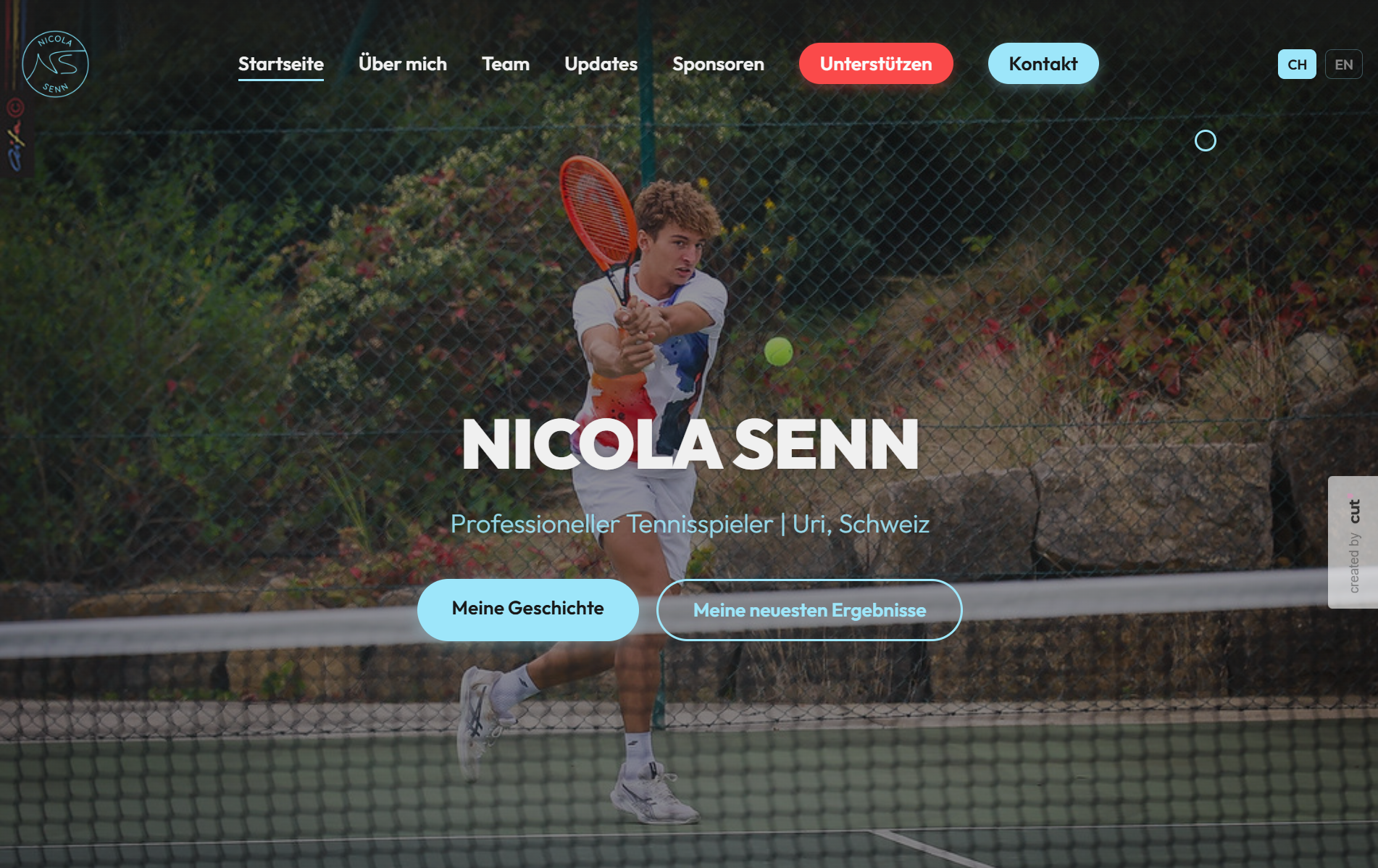 Nicola Senn website, professional tennis player, Cut Studios
